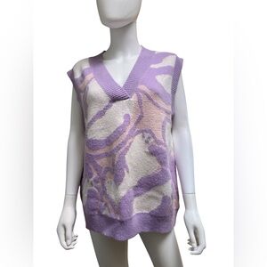 Cider Lavender and Cream V-Neck Sweater Vest/ Size M/Size L/ Oversized/Abstract